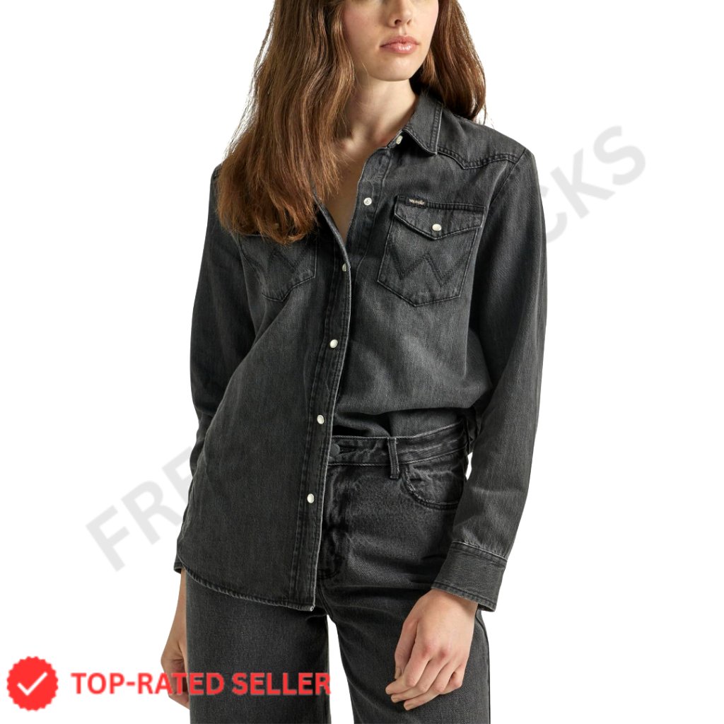Oversized Denim Snap Shirt Boyfriend Fit Classic Retro Chic Y2k Styling